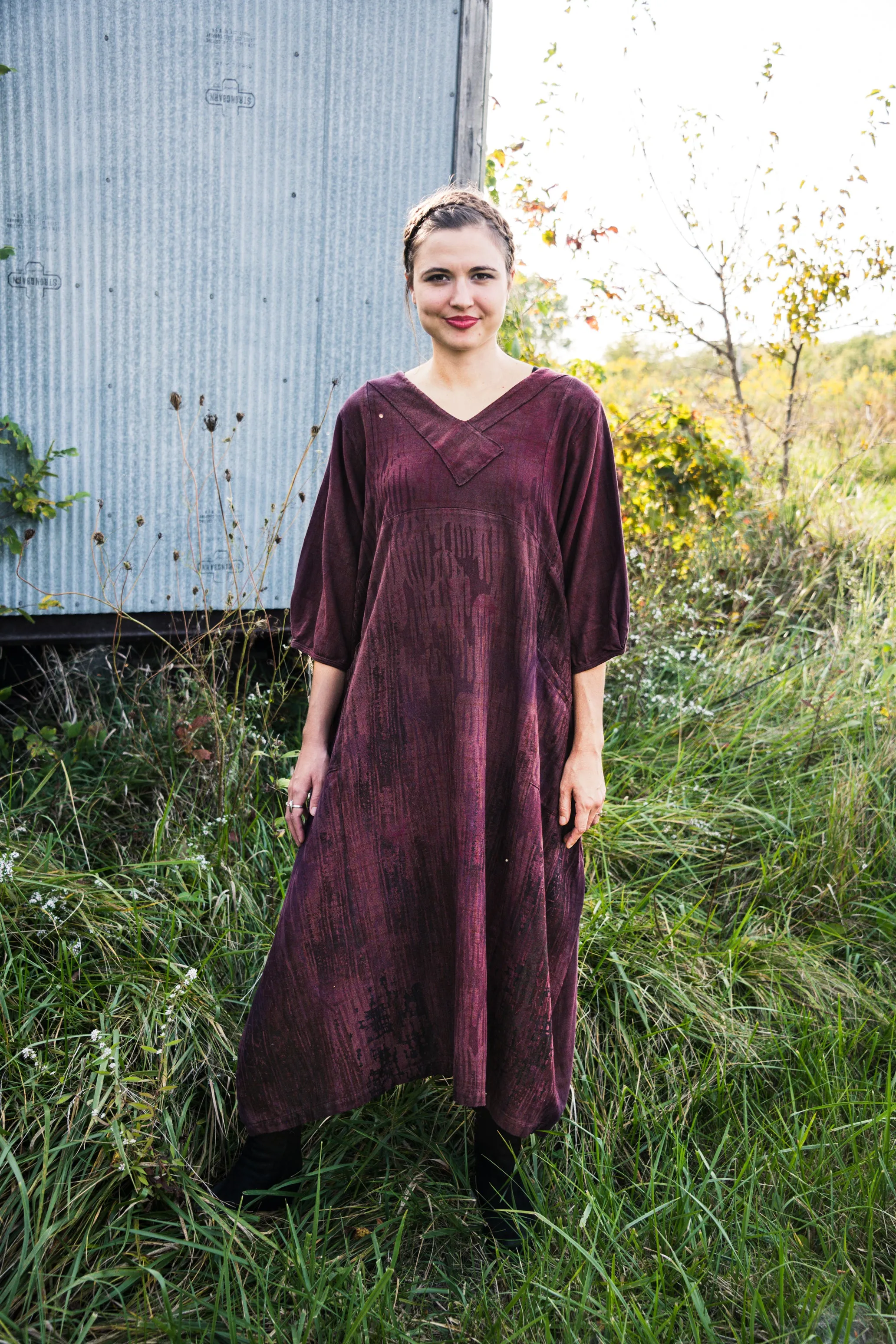 7208 Blue Moon Dress Red Plum Flannel-P
