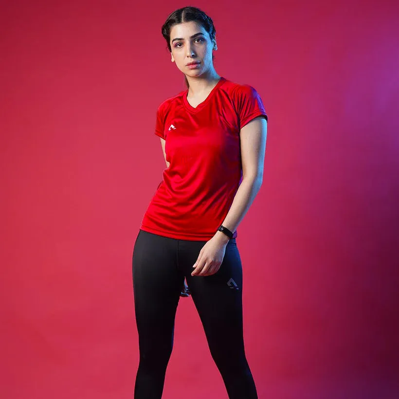 Active V- Neck (Red)