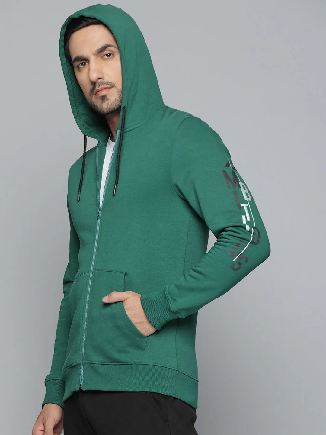 Alcis Men Green Hooded Sweatshirt