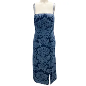 Alexander McQueen Blue 2023 Damask Print Denim Midi Dress