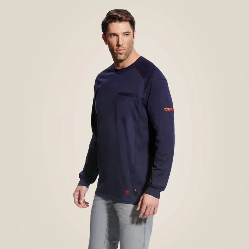 Ariat Men's FR Air Crew Long Sleeve T-Shirt Navy 10022327