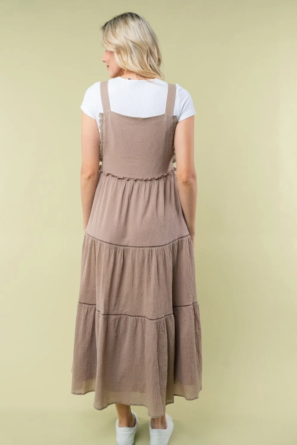 Athena Overall Style Dress w/Ruffle Accent