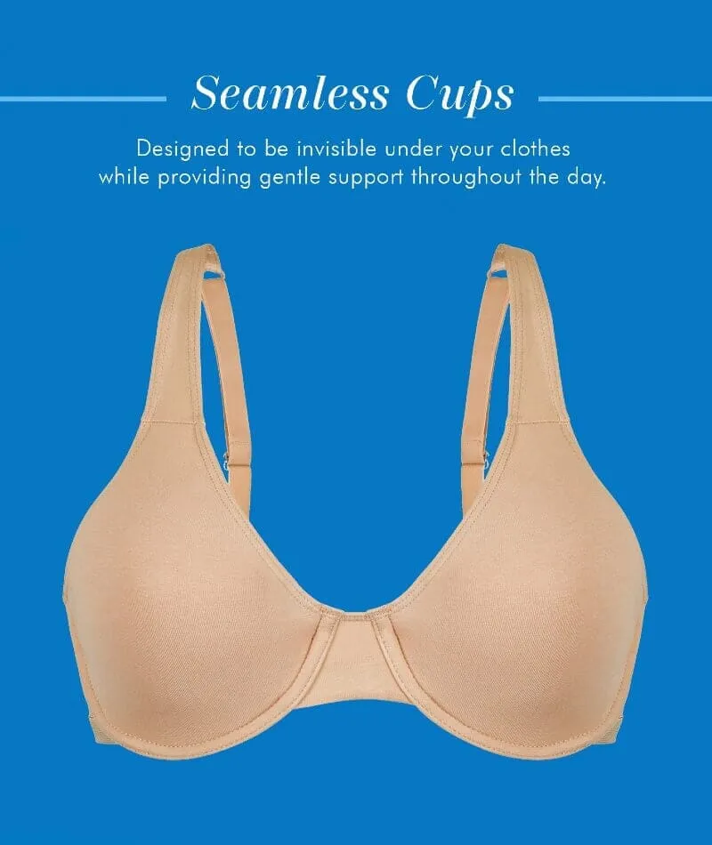 Bestform Unlined Cotton Stretch T-Shirt Bra with Underwire 3 Pack- Black/Sand/White