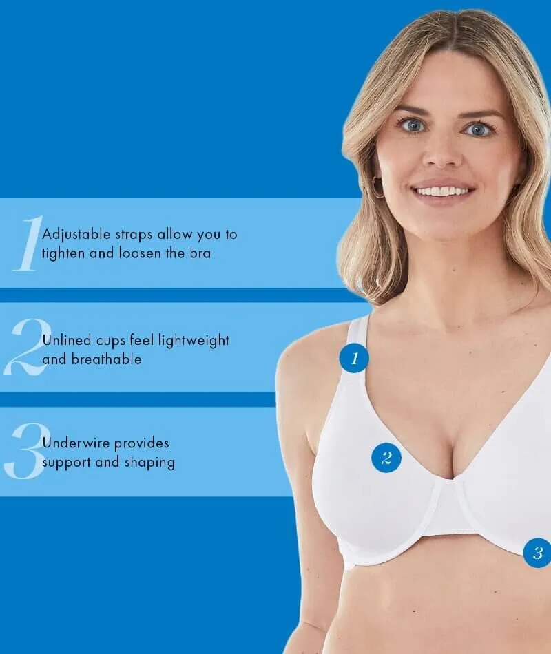 Bestform Unlined Cotton Stretch T-Shirt Bra with Underwire 3 Pack- Black/Sand/White