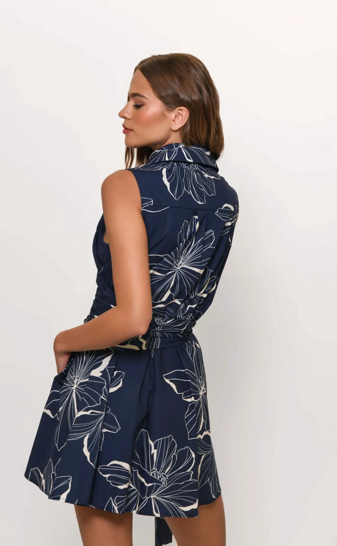 Biltmore Dress Navy Block Print