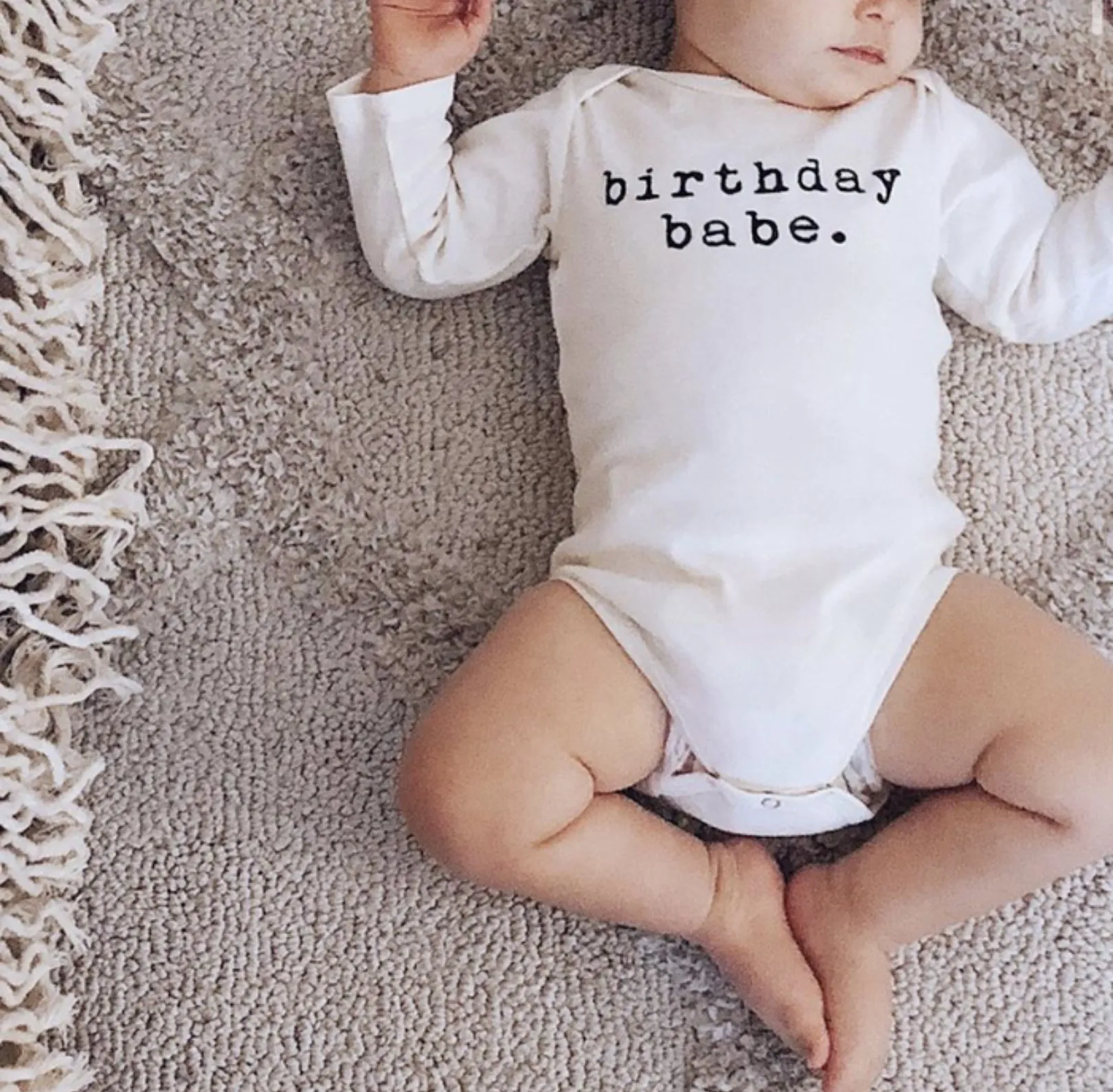 BIRTHDAY BABE LONG SLEEVE BODYSUIT - BLACK