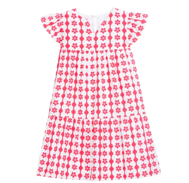 Bisby Positano Dress - Raspberry Scallop