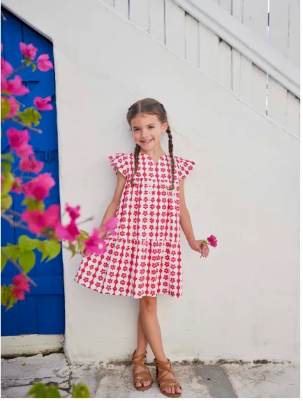 Bisby Positano Dress - Raspberry Scallop