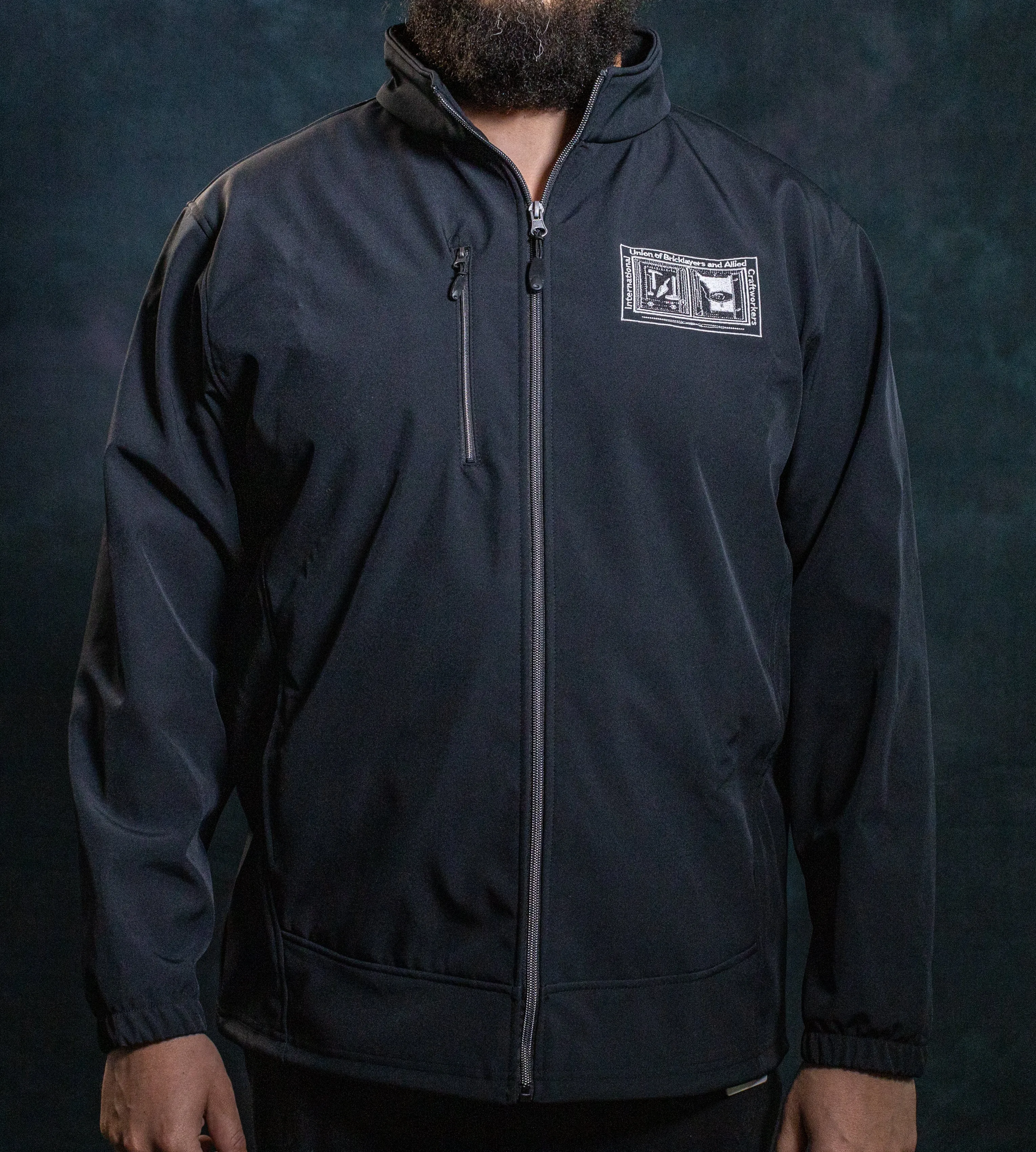 BJ1- 3-LAYER SOFT SHELL JACKET W/ BAC LOGO - BLACK