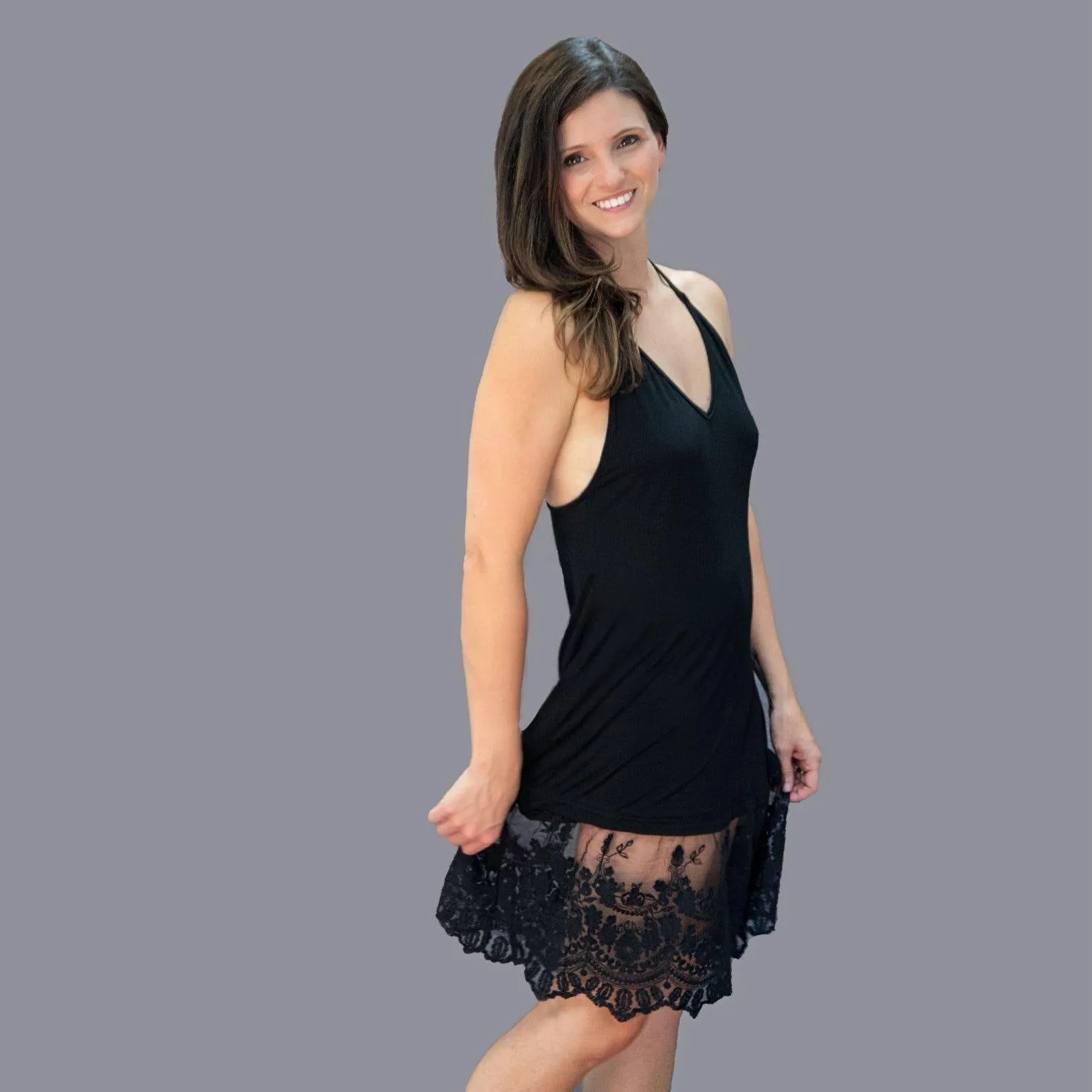Black Lace Dress Extender - T Back - Slip Dress