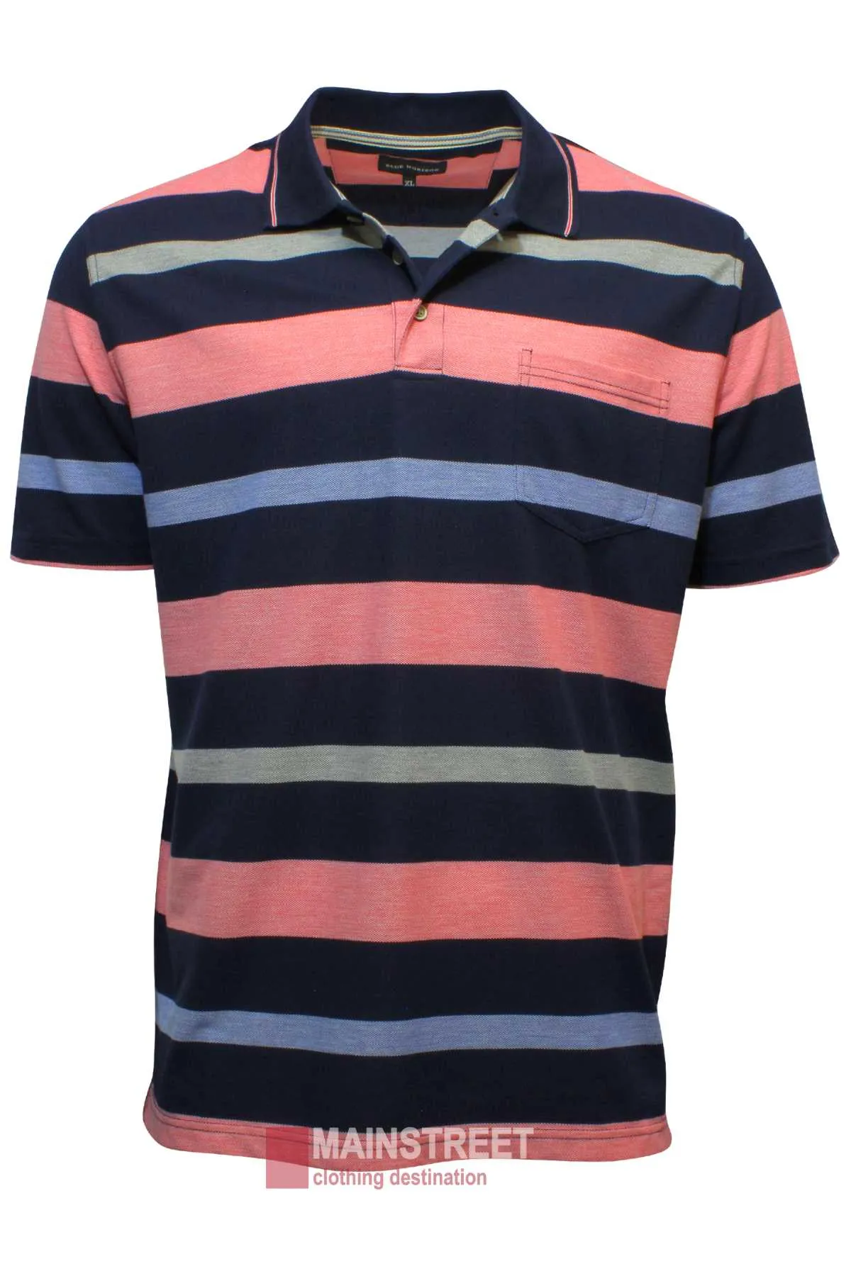 Blue Horizon Pique Striped Polo