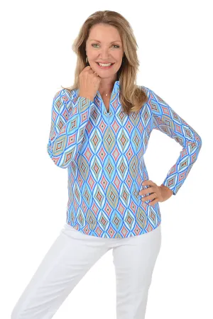 Blue Romina Diamond UPF50  Sun Shirt