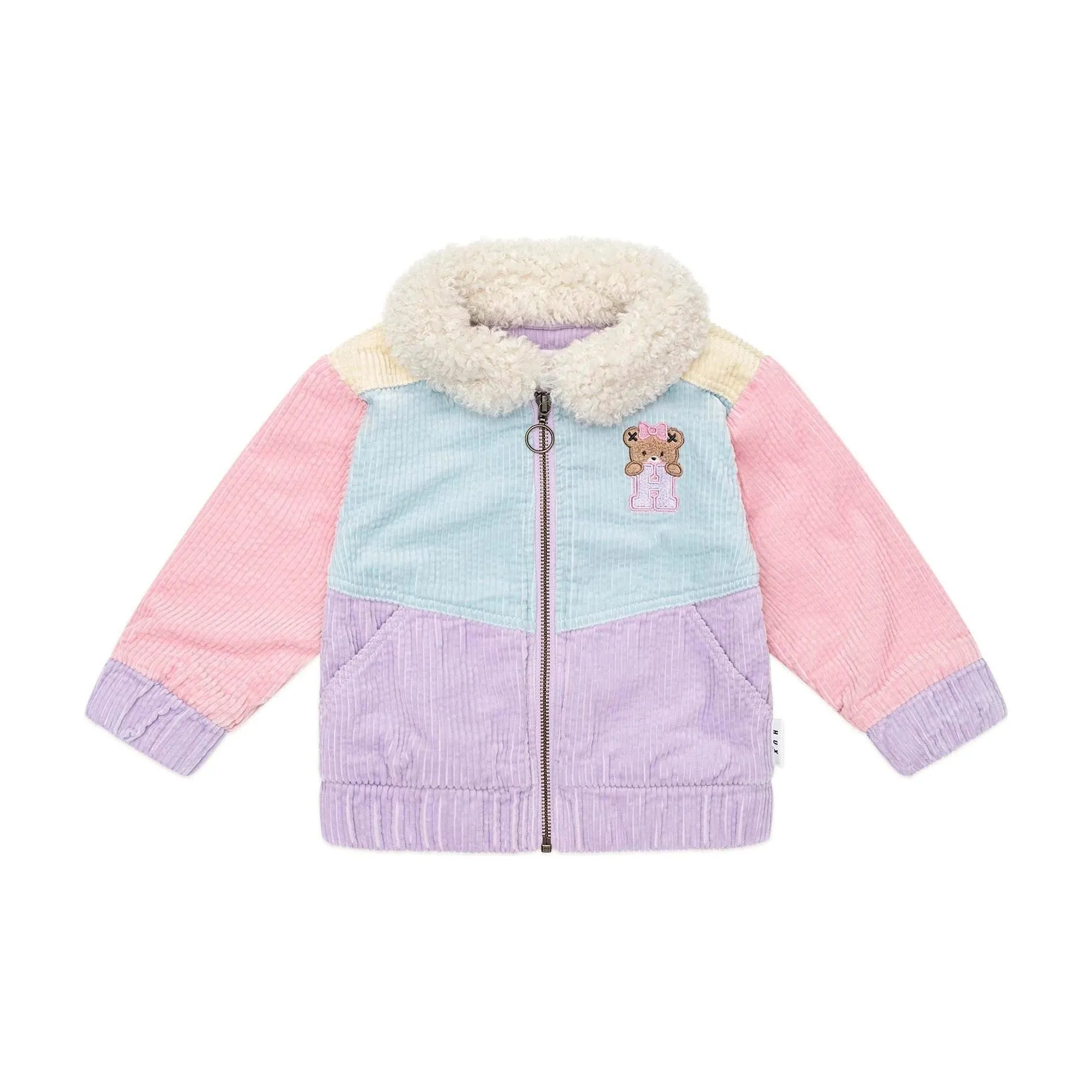 Blush Colour Block Cord Jacket