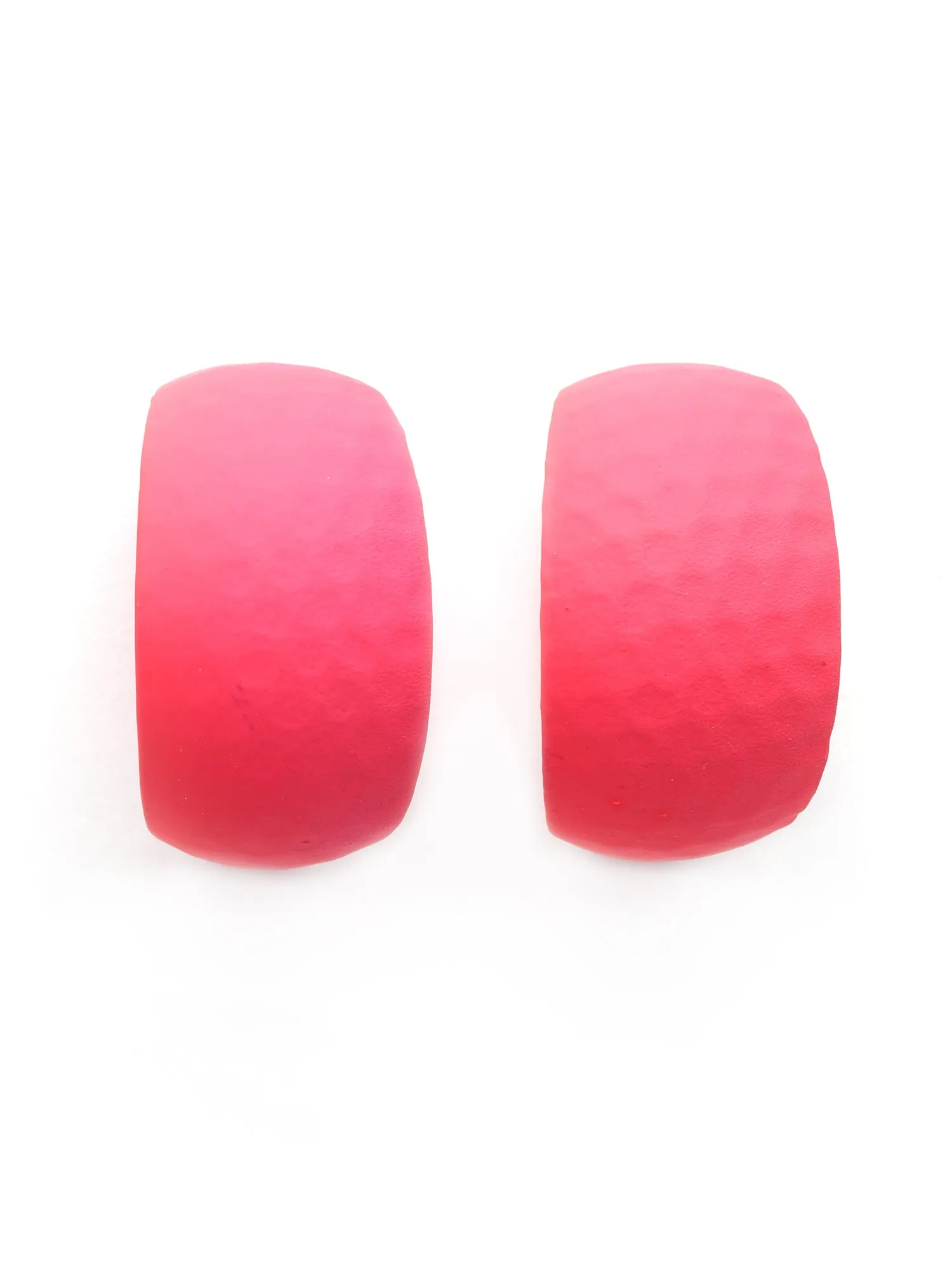 Bohey by KARATCART Pink Hammered Design Half Hoop Earrings for Women