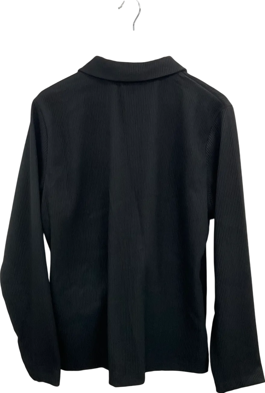 boohooMan Black Heavy Pleated Zip Through Overshirt UK L