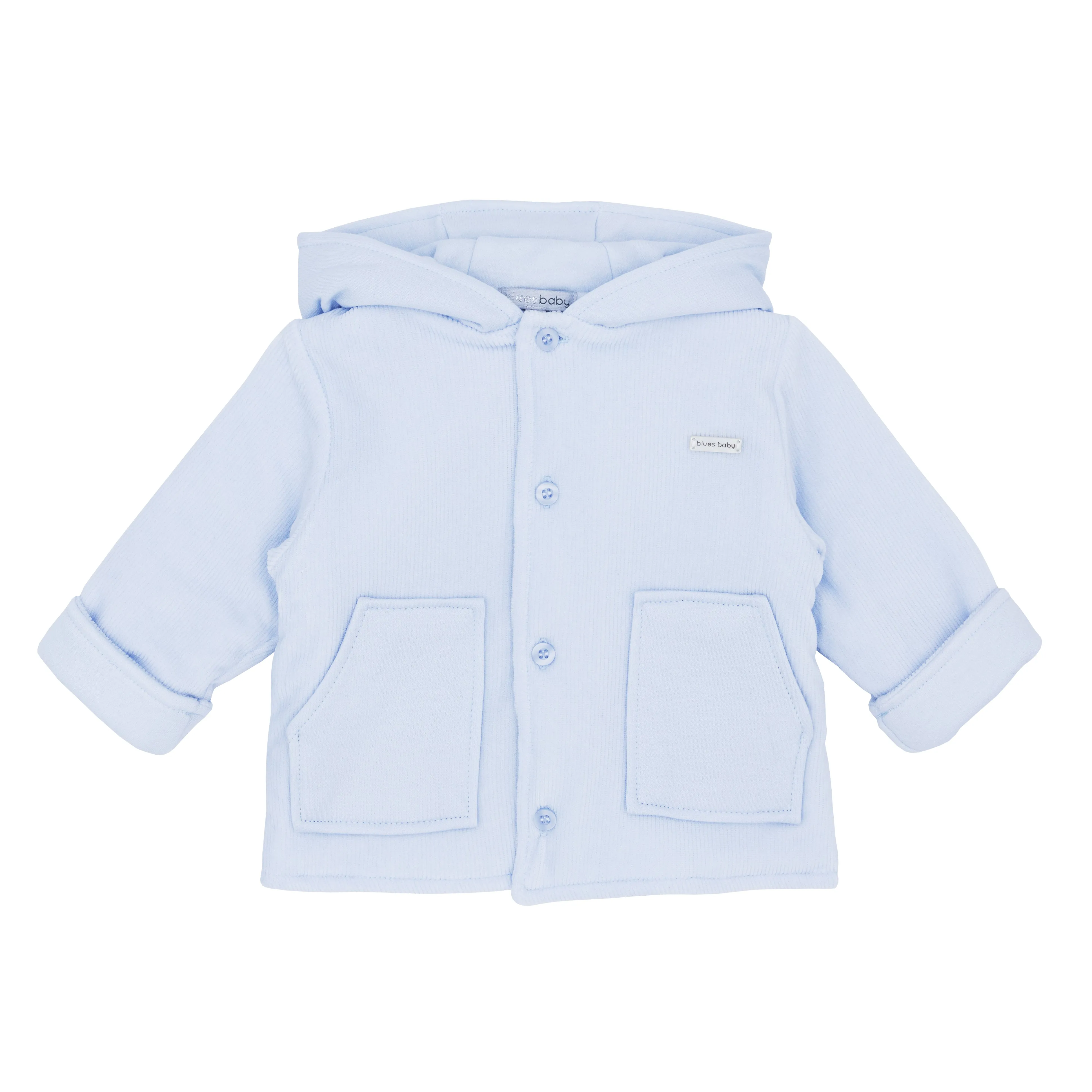 Boys Blue Needlecord Hooded Jacket