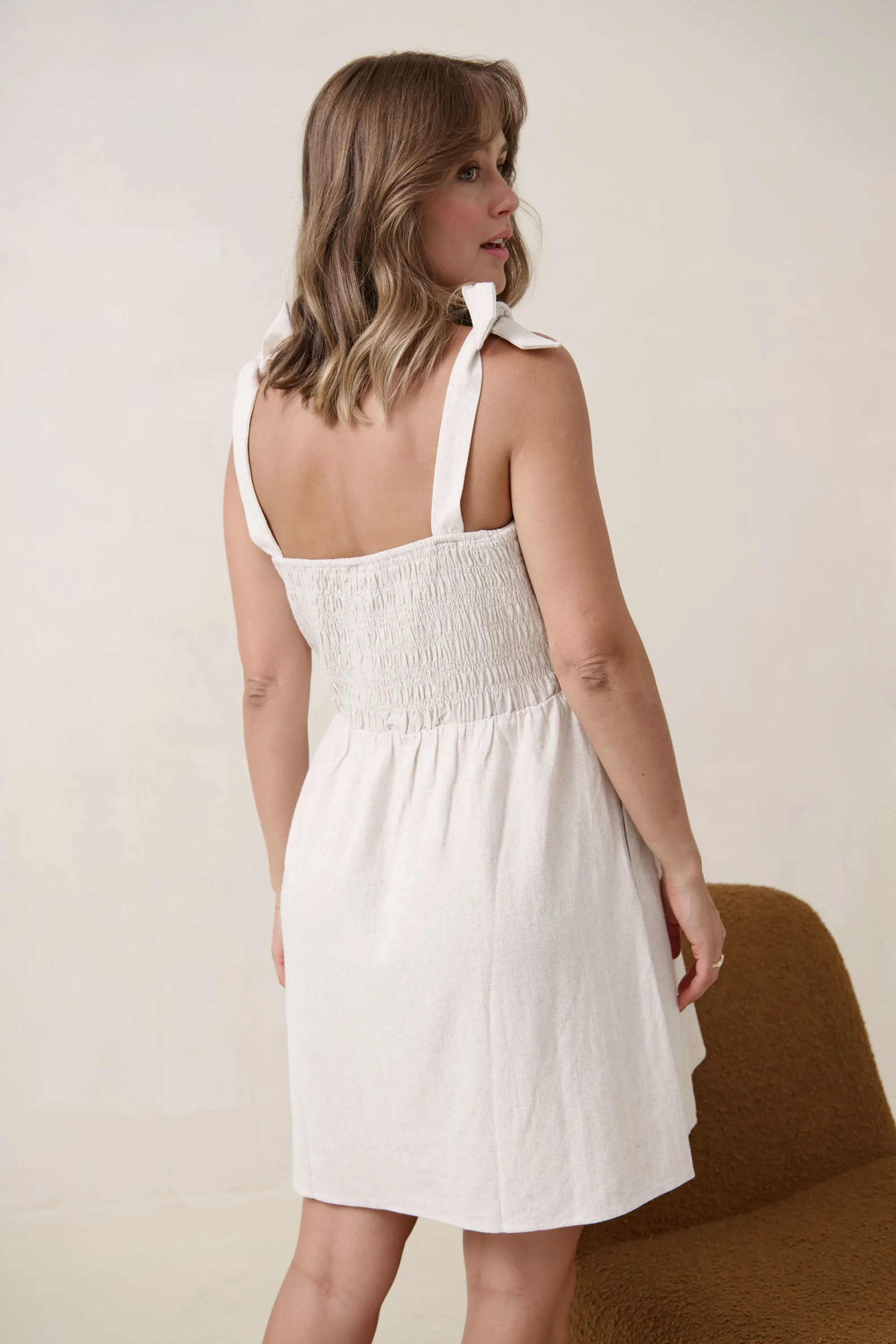 Breeze Along Mini Dress - Natural Fleck