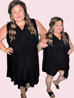 Briar Surplice Flutter Romper Dress in True Black