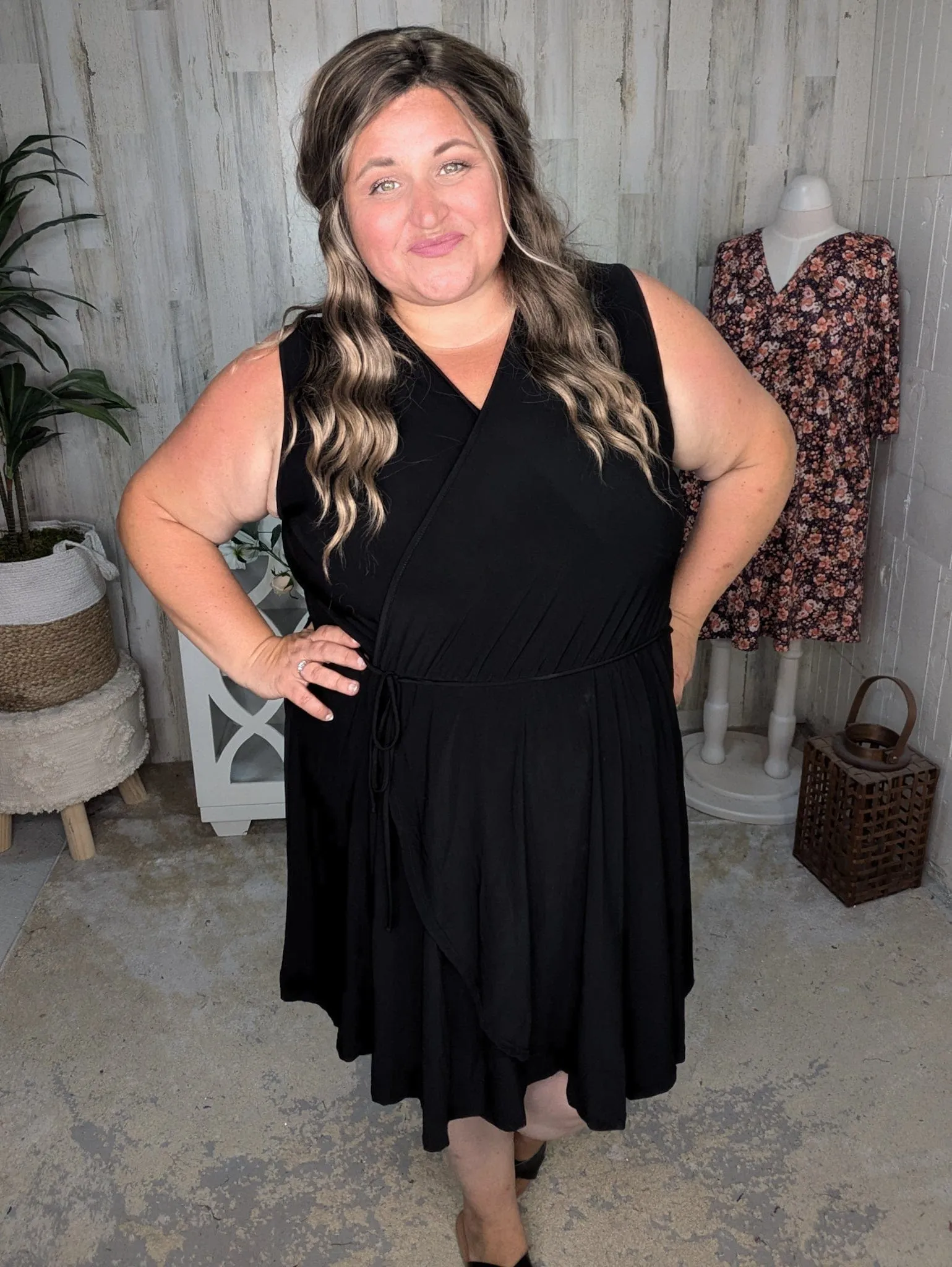 Briar Surplice Flutter Romper Dress in True Black