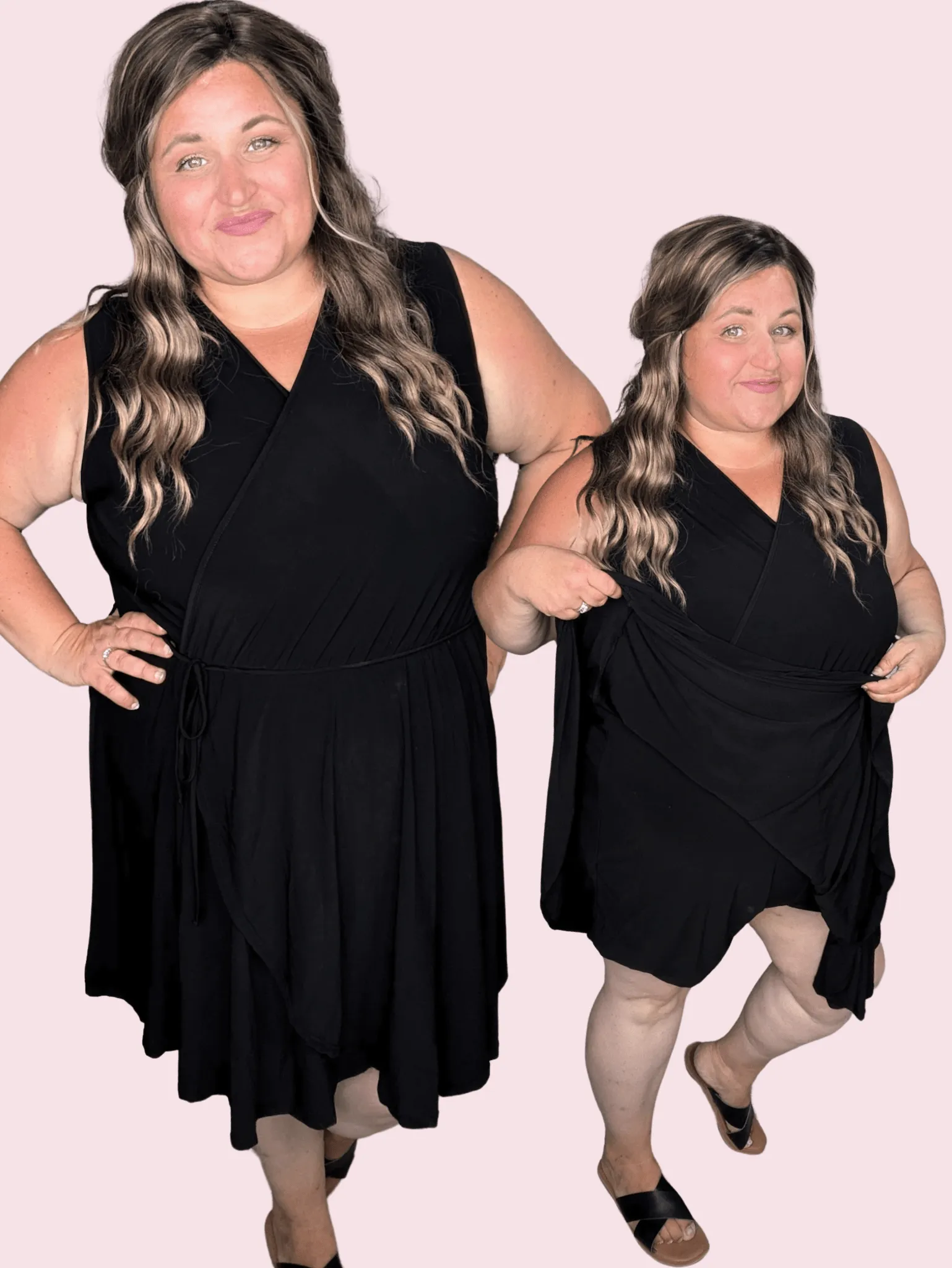 Briar Surplice Flutter Romper Dress in True Black