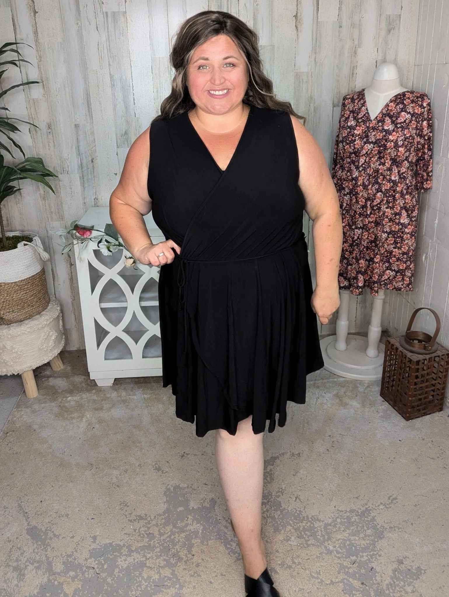 Briar Surplice Flutter Romper Dress in True Black