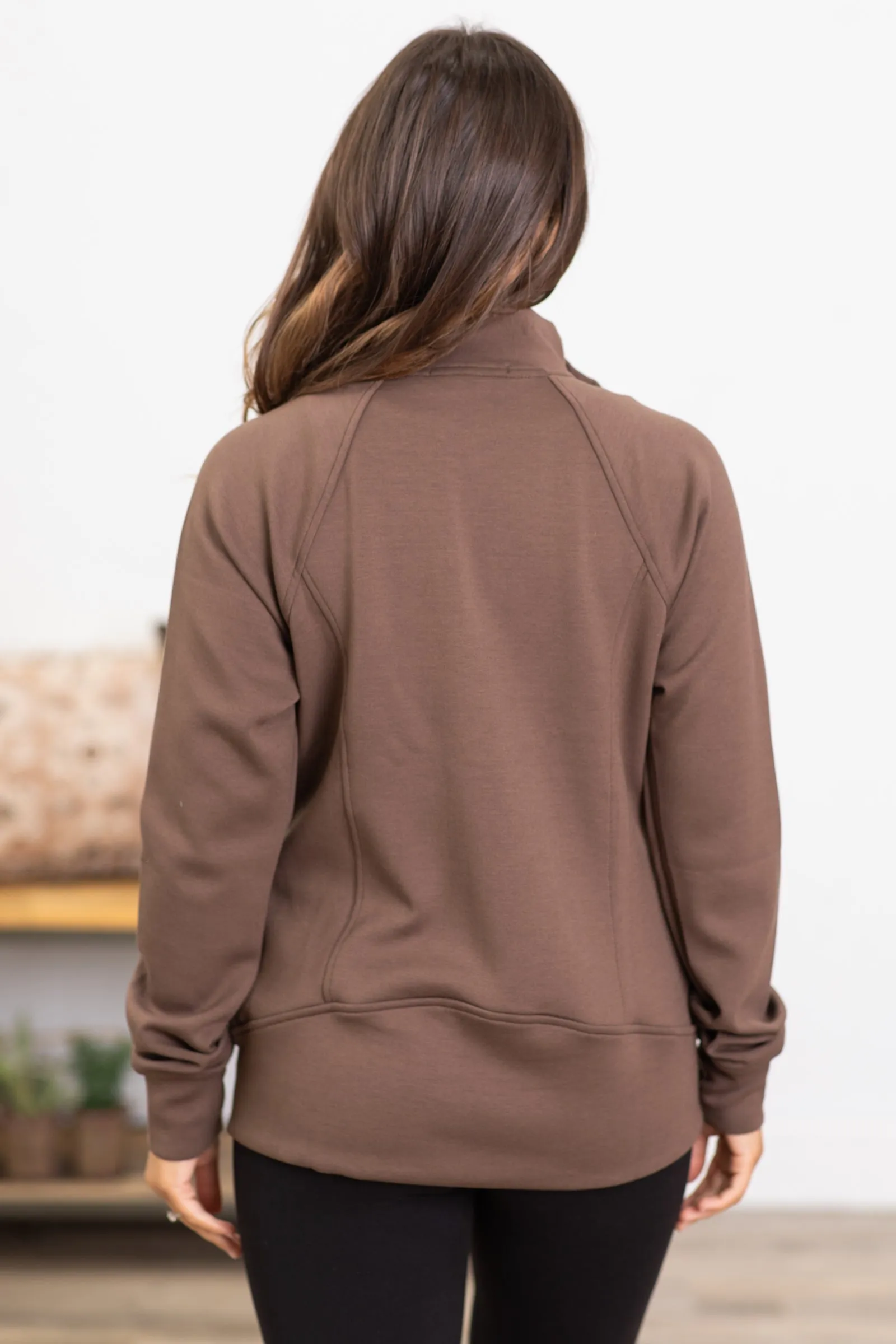 Brown Ponte Super Soft Full Zip Jacket