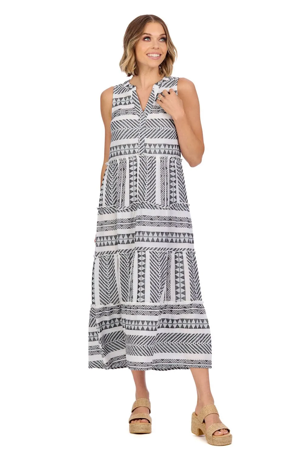 Burke Jacquard Midi Dress - Black by Mud Pie