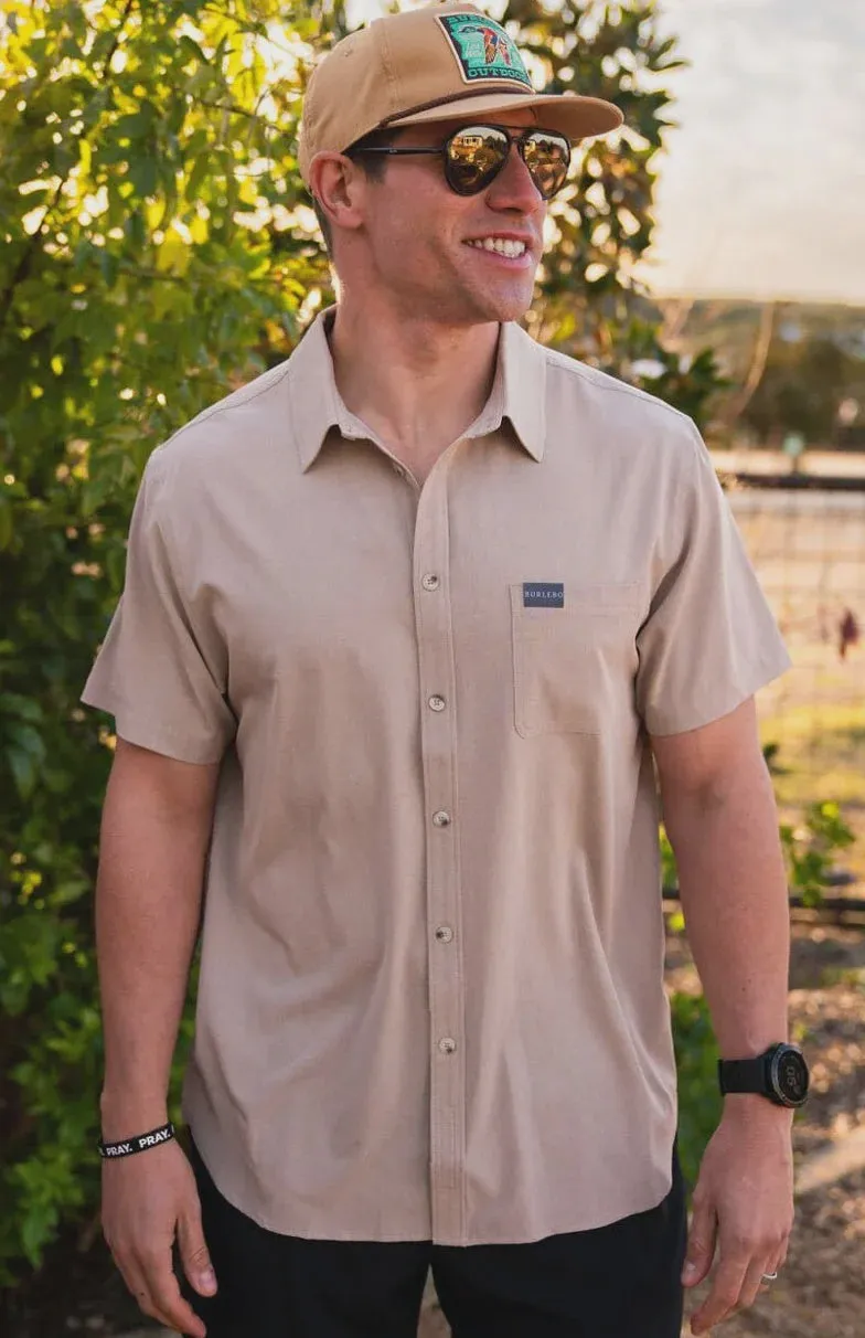 Burlebo Heather Khaki Perf Button Up