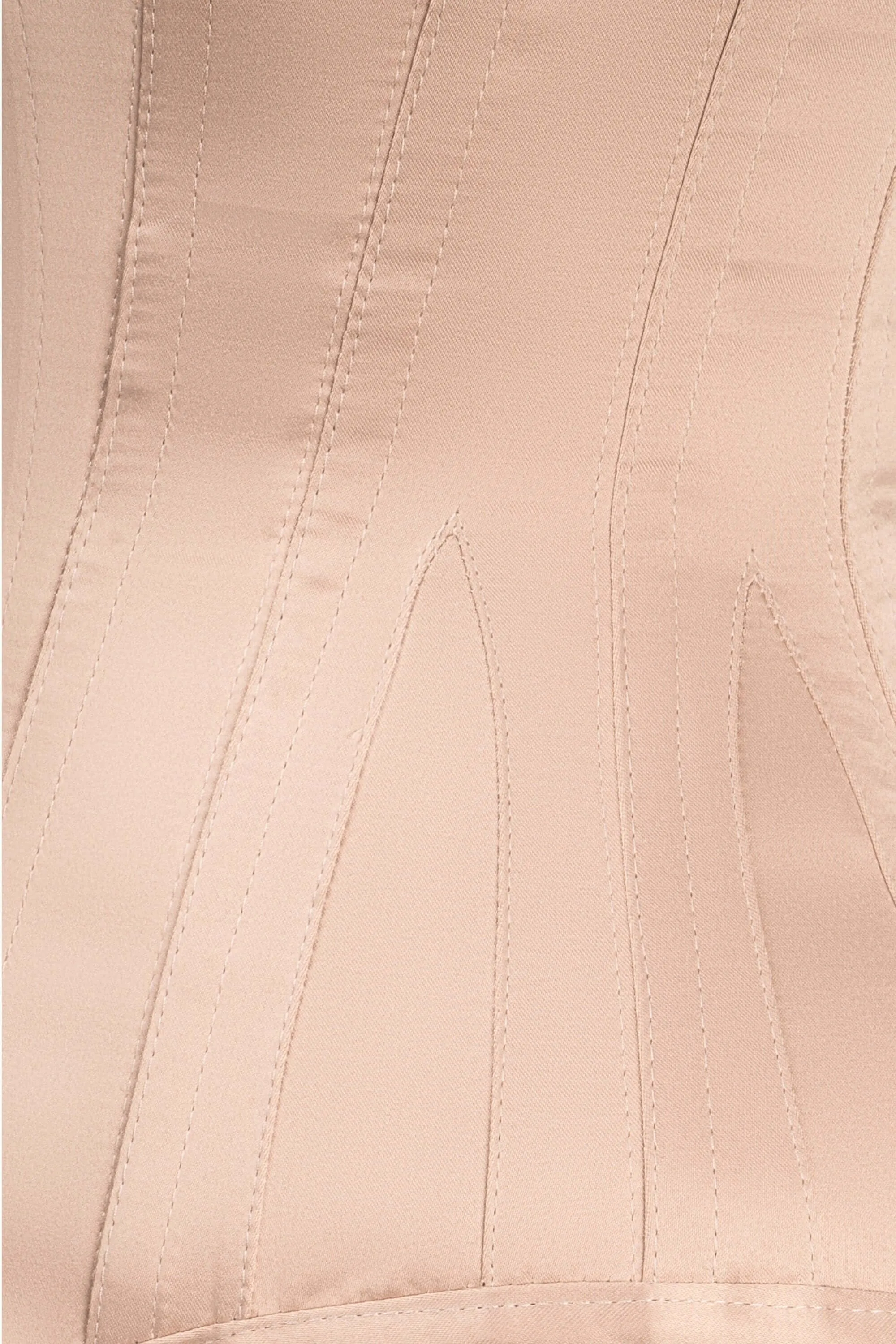 Champagne Matt Satin Longline Waist Taming Overbust