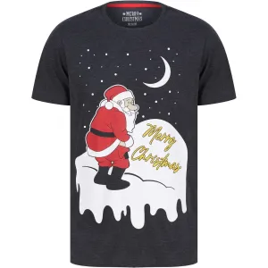 Christmas Yellow Snow Mens Christmas Short Sleeve Top - Grey