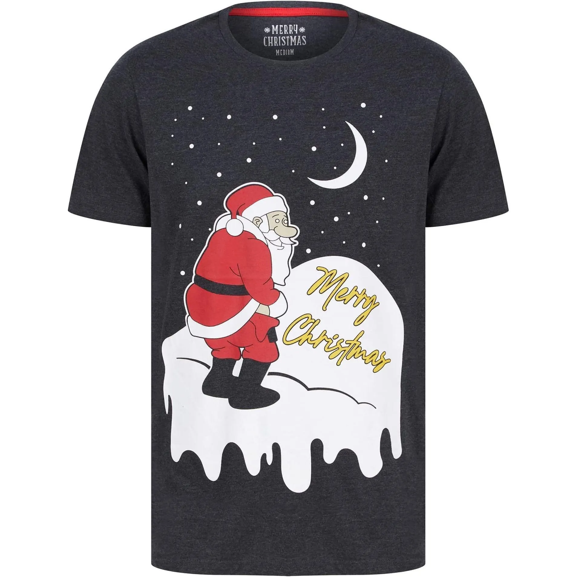 Christmas Yellow Snow Mens Christmas Short Sleeve Top - Grey