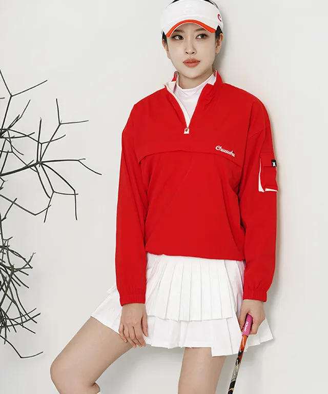 CHUCUCHU Solid Anorak Jumper - Red