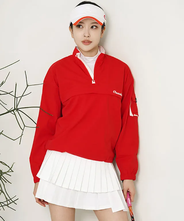 CHUCUCHU Solid Anorak Jumper - Red