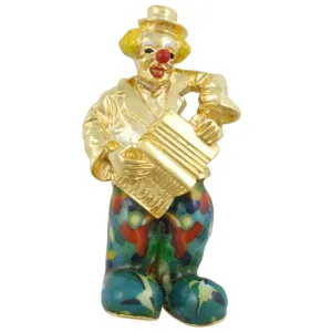 Circus Clown Playing Accordion Brooch Pin - PF925A