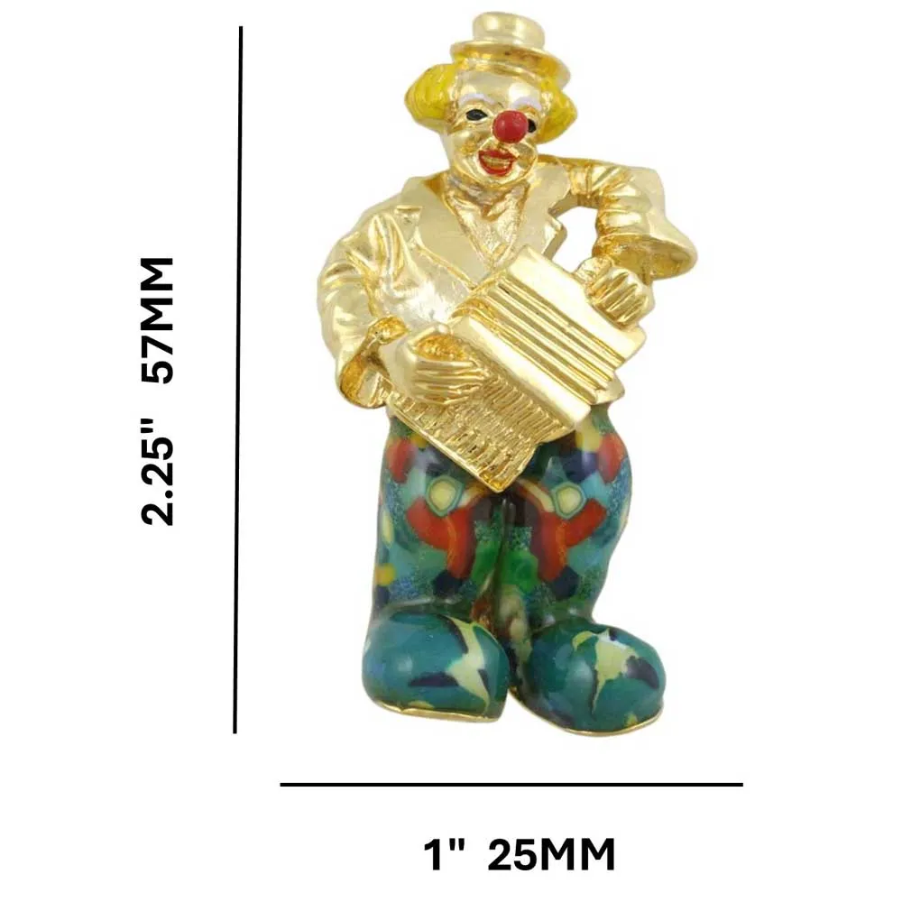 Circus Clown Playing Accordion Brooch Pin - PF925A
