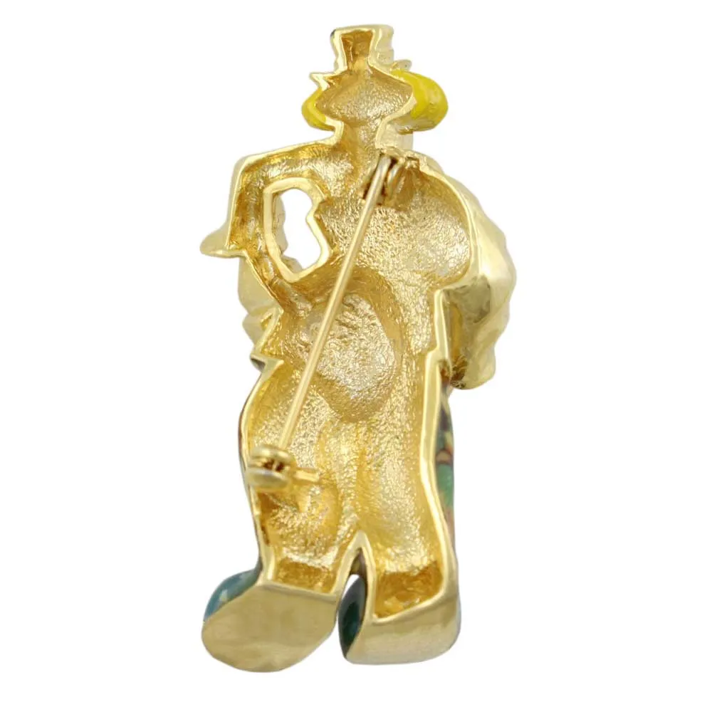Circus Clown Playing Accordion Brooch Pin - PF925A