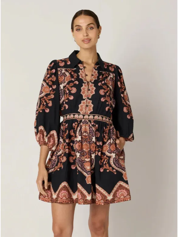 Cleobella Leigh Mini Dress in Dark Lagos Print