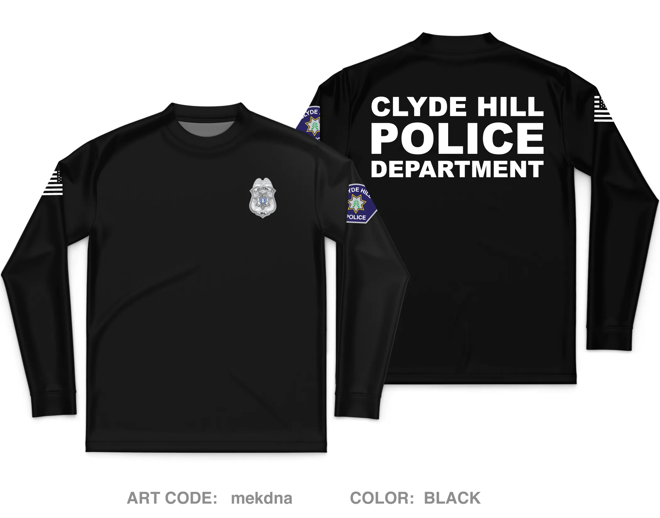 Clyde Hill Police Department Store 1 Core Men's LS Performance Tee - mekdna