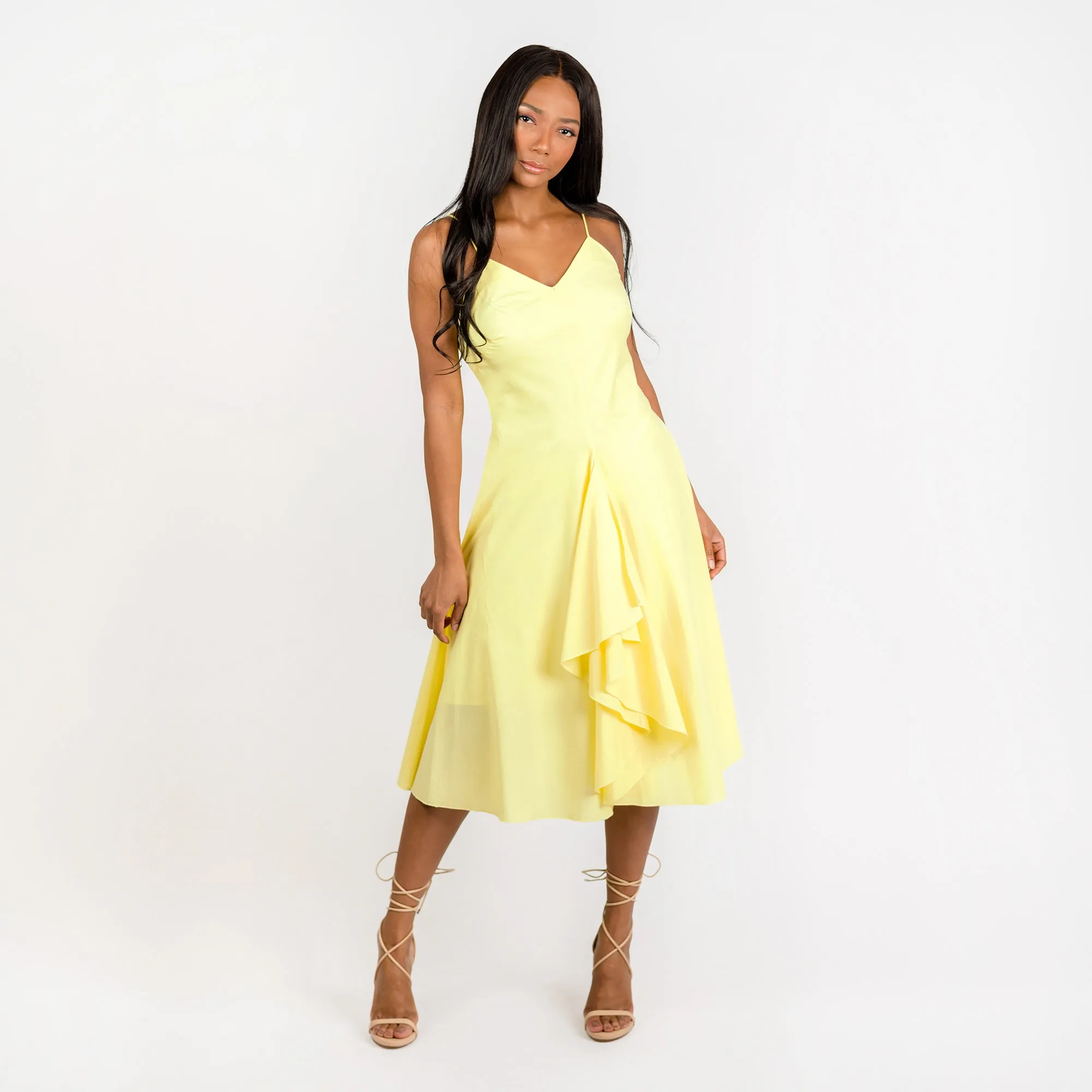 CN7203 Spaguetti Strap Flared Dress