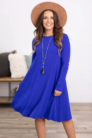 Cobalt Long Sleeve Knit Dress
