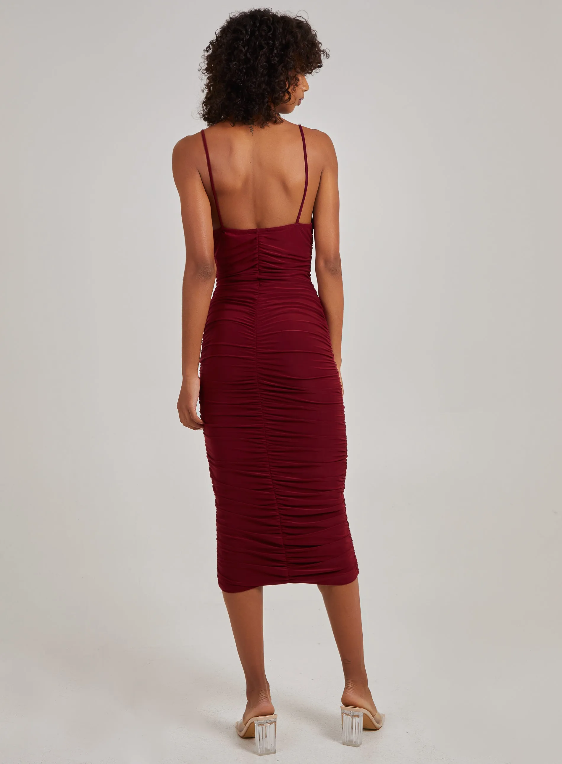 Cowl Neck Gathered Maxi Dress
