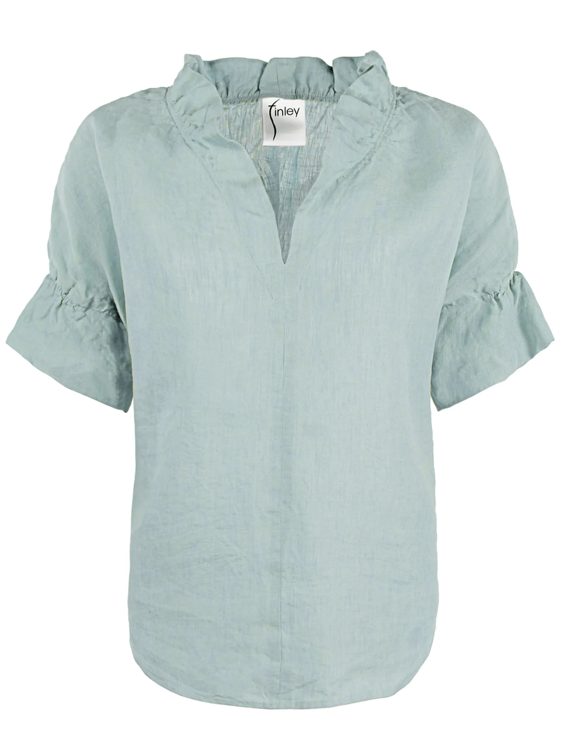 Crosby Washed Linen Shirt Seaglass Green Linen