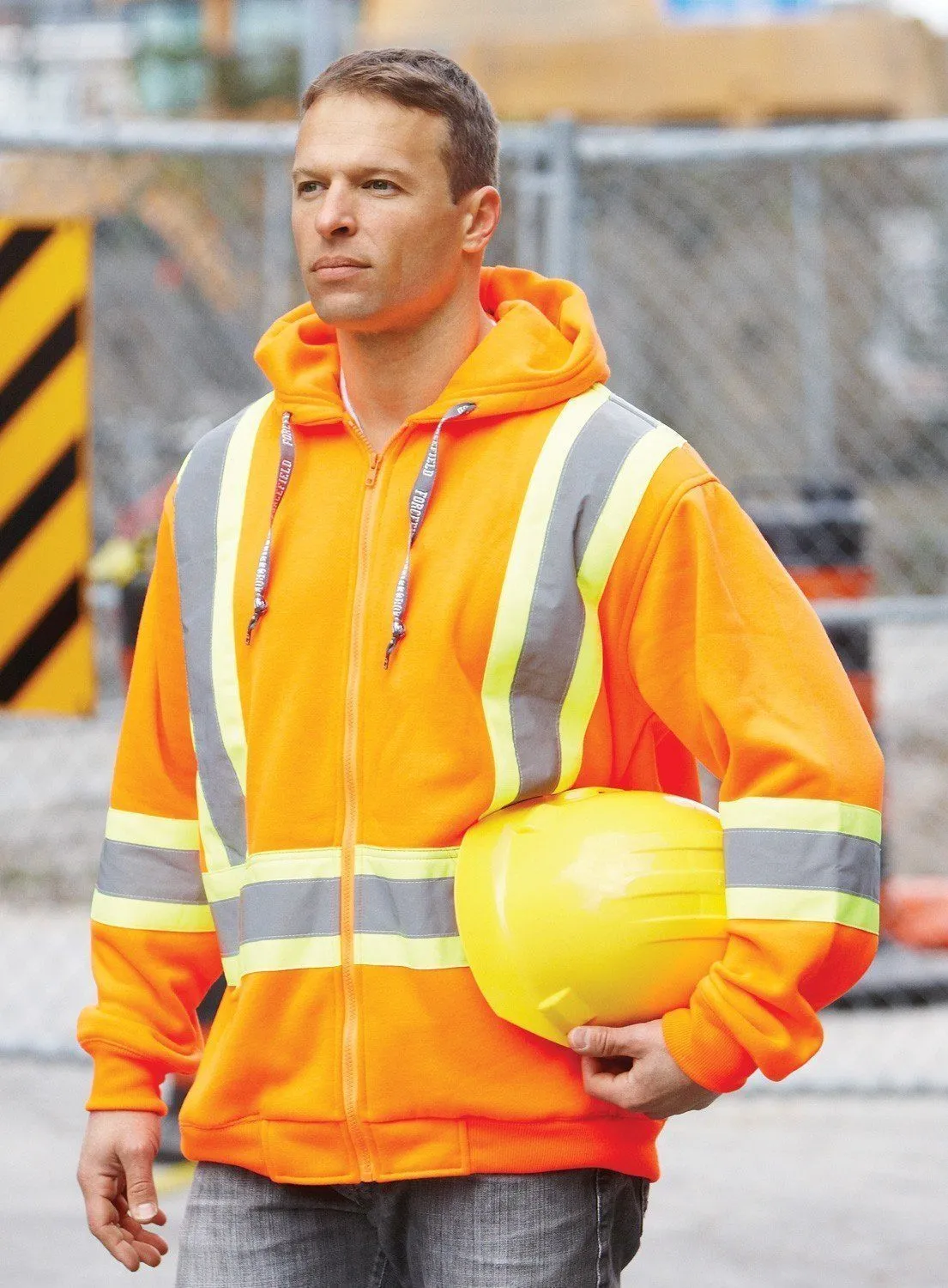 Deluxe Hi Vis Safety Hoodie, Attached Hood