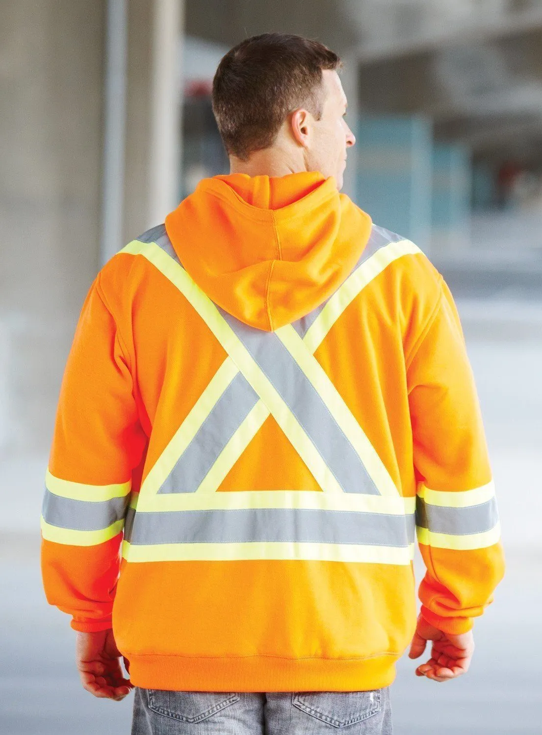 Deluxe Hi Vis Safety Hoodie, Attached Hood