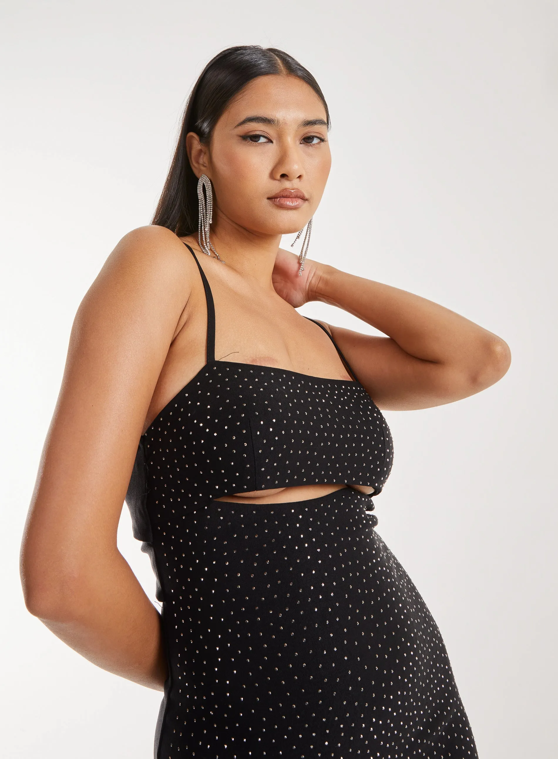Diamante Peekaboo Mini Dress
