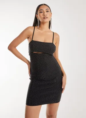 Diamante Peekaboo Mini Dress
