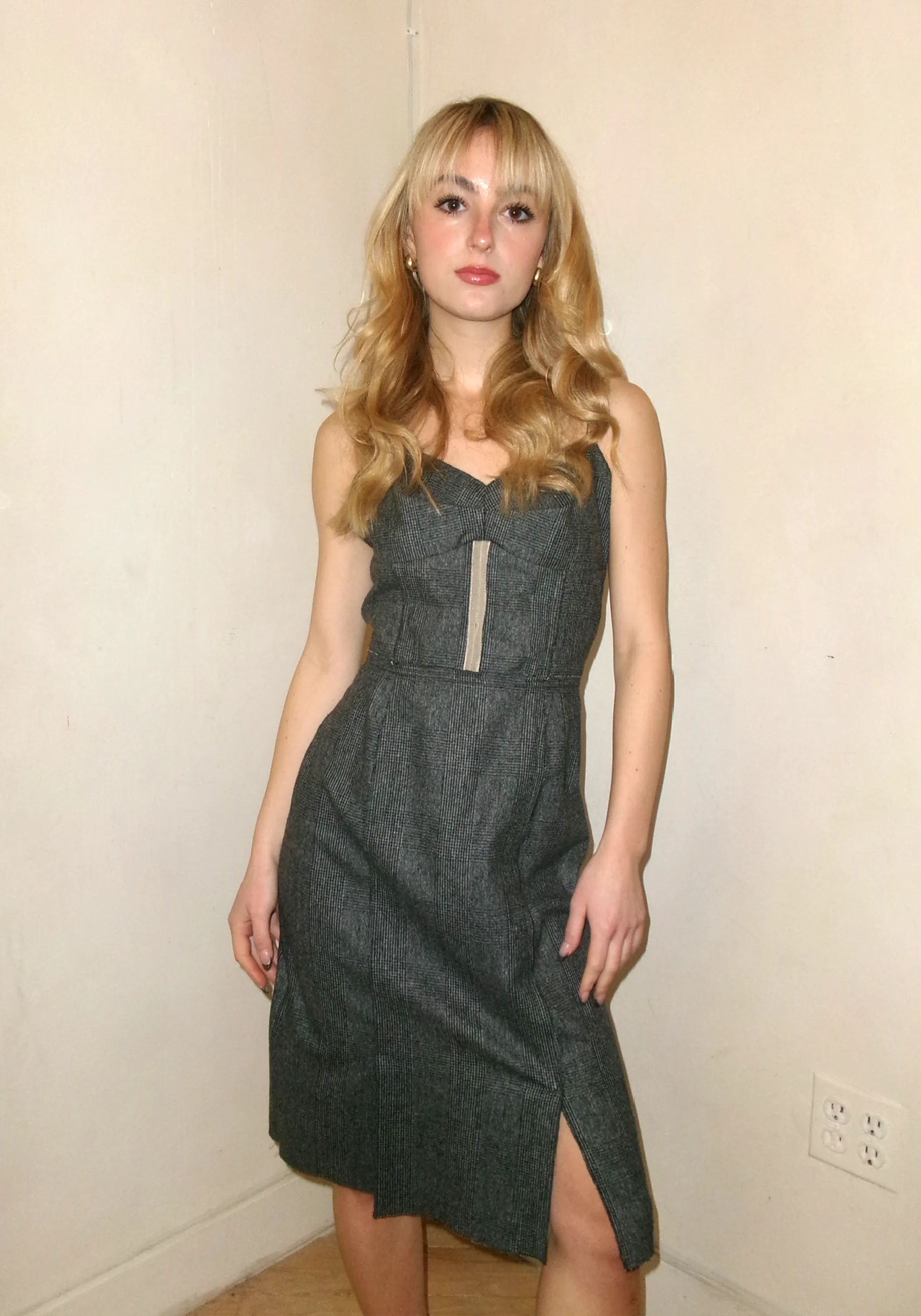 Dolce and Gabbana Grey Wool Corset Dress