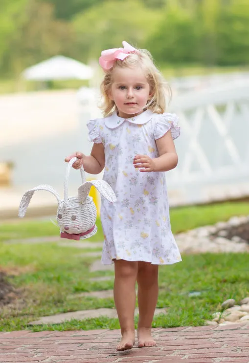Easter Floral A line Girls Dress Pima Cotton