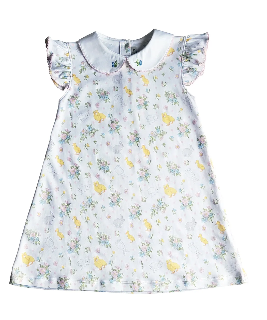 Easter Floral A line Girls Dress Pima Cotton