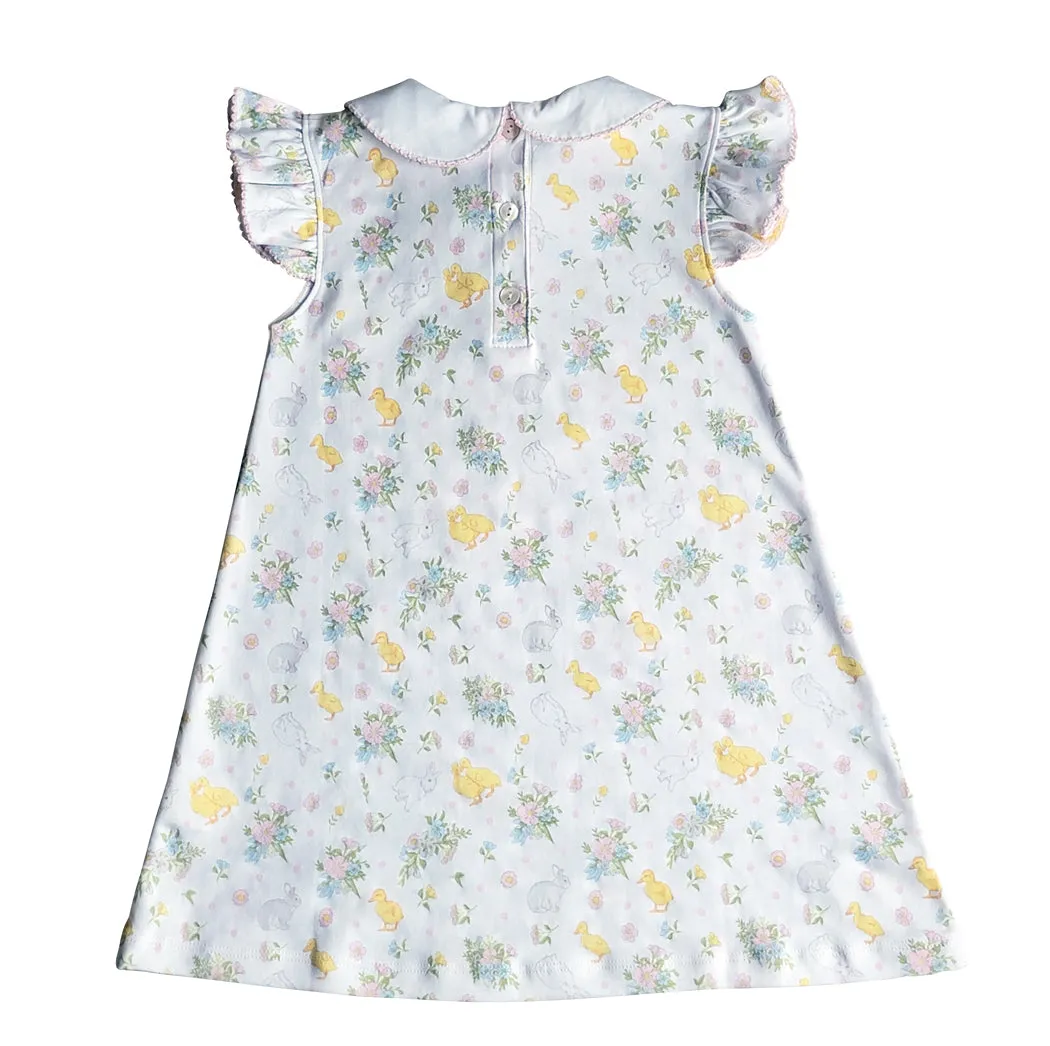 Easter Floral A line Girls Dress Pima Cotton